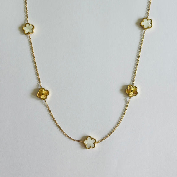 Collier Clover blanc et doré
