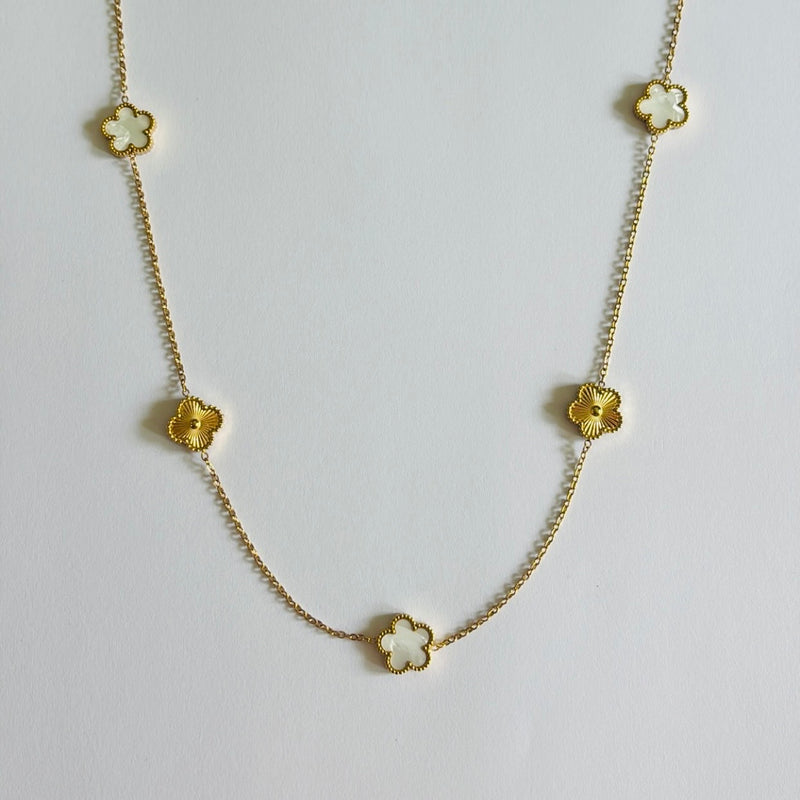 Collier Clover blanc et doré